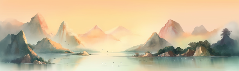 山水河流复古风意境自然景观中式风水墨画,插画/手绘图,插画/手绘图库,插画/手绘图下载,插画/手绘